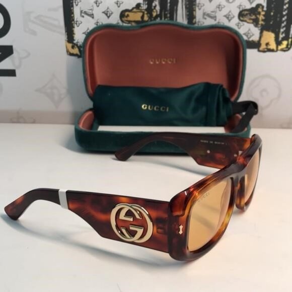 New Authentic Gucci Tortoiseshell Sunglasses with Brown Lenses GG1251s 002 - Picture 11 of 15